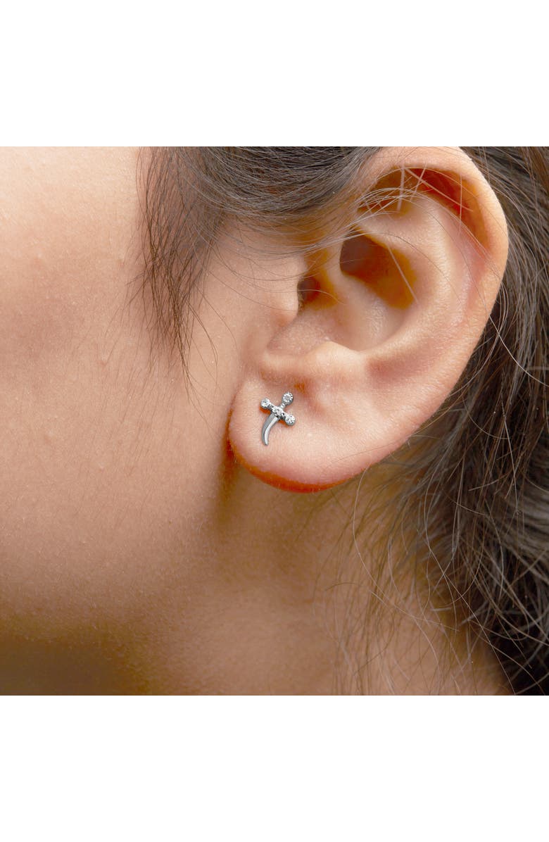 Haus of Brilliance .925 Sterling Silver Diamond Accent Knife Earrings, Alternate, color, White