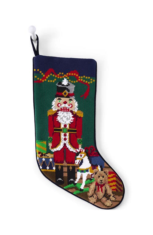 Lands' End Needlepoint Personalized Christmas Stocking In Green