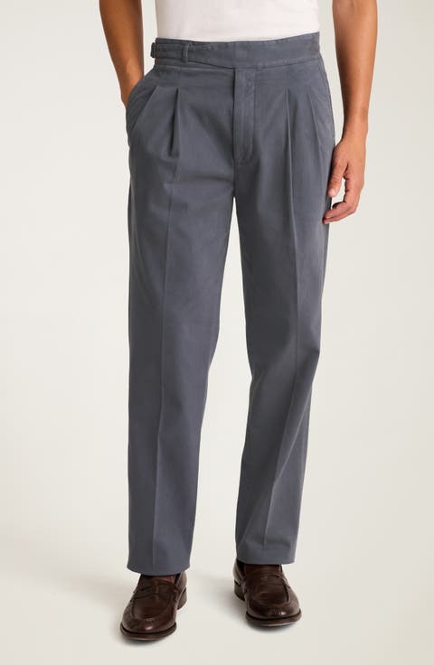 Italian Stretch Cotton Pleat Front Pants