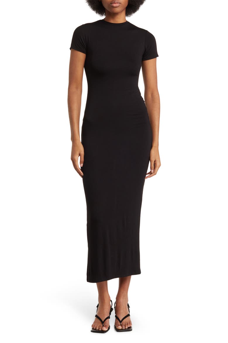 T-Shirt Maxi Dress, Main, color, BLACK