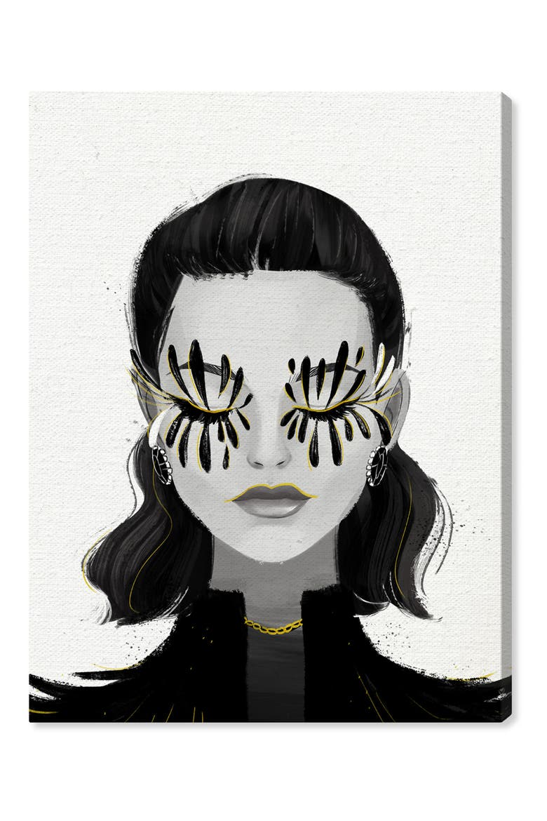 Eyelash Petals Girl Canvas Wall Art, Main, color, BLACK