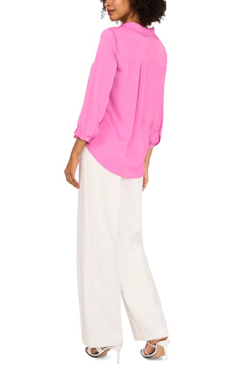 Shop Vince Camuto Pleat Front Satin Shirt In Violet Blush
