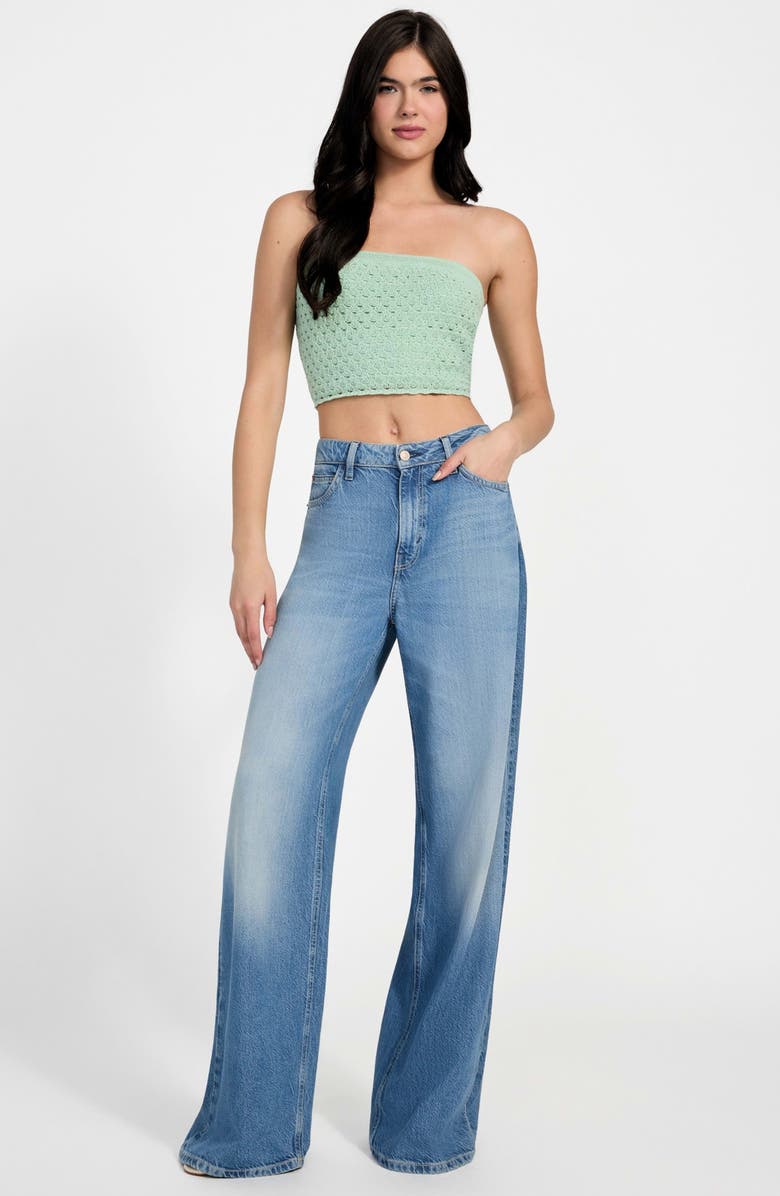 GUESS Luca Strapless Crop Knit Tube Top, Alternate, color,