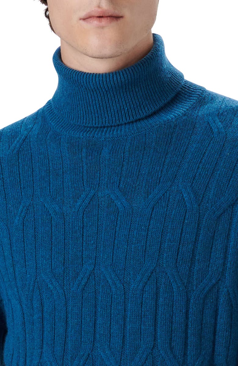 Bugatchi Cable Knit Turtleneck Sweater, Alternate, color, Cobalt