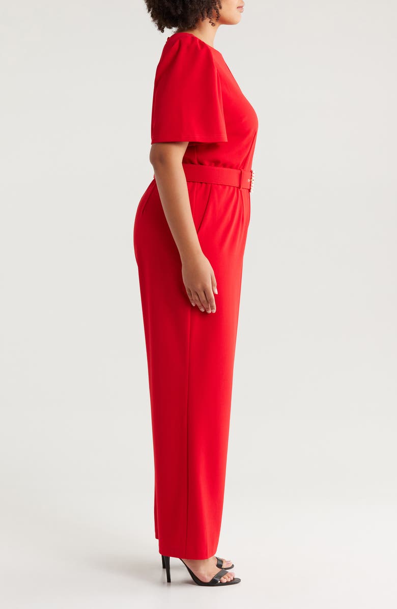 Tahari ASL Belted Keyhole Neck Jumpsuit, Alternate, color, 