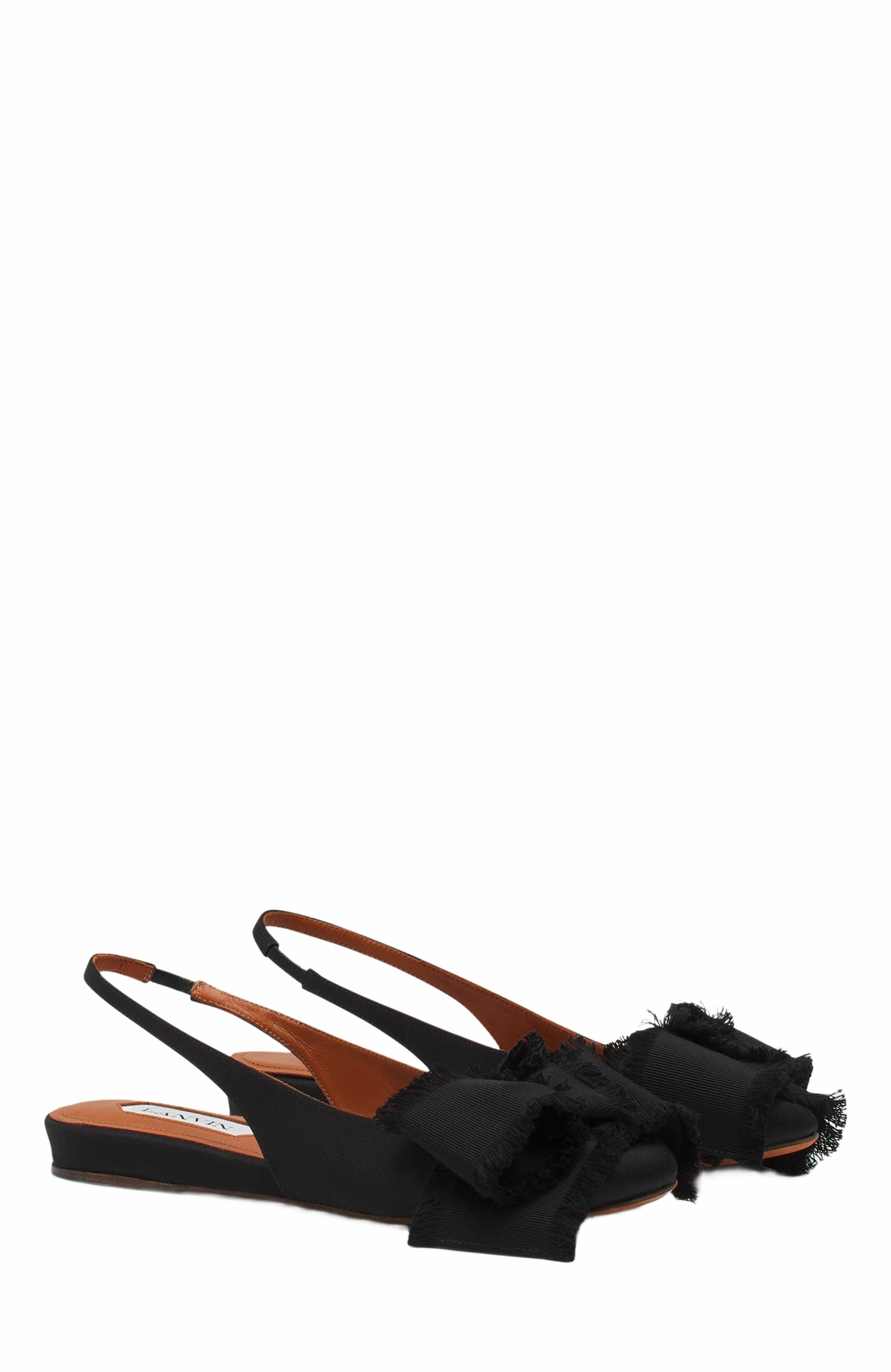 Lanvin Slingback Ballerina Flat In Satin, Alternate, color, Black