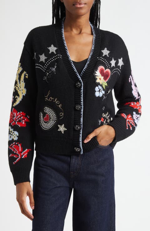 Western Collage Wool Blend Cardigan