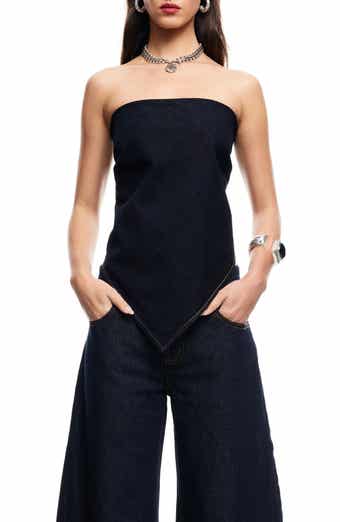 LIONESS New York Strapless Denim Bandana Top