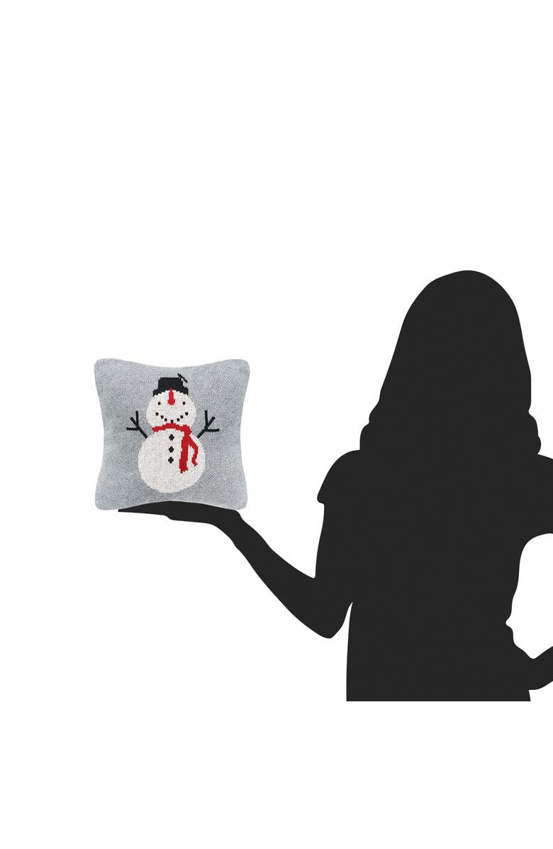 C&F Home Snowman Knitted Mini Cotton Blend Christmas Accent Pillow 10" x 10", Alternate, color, Grey