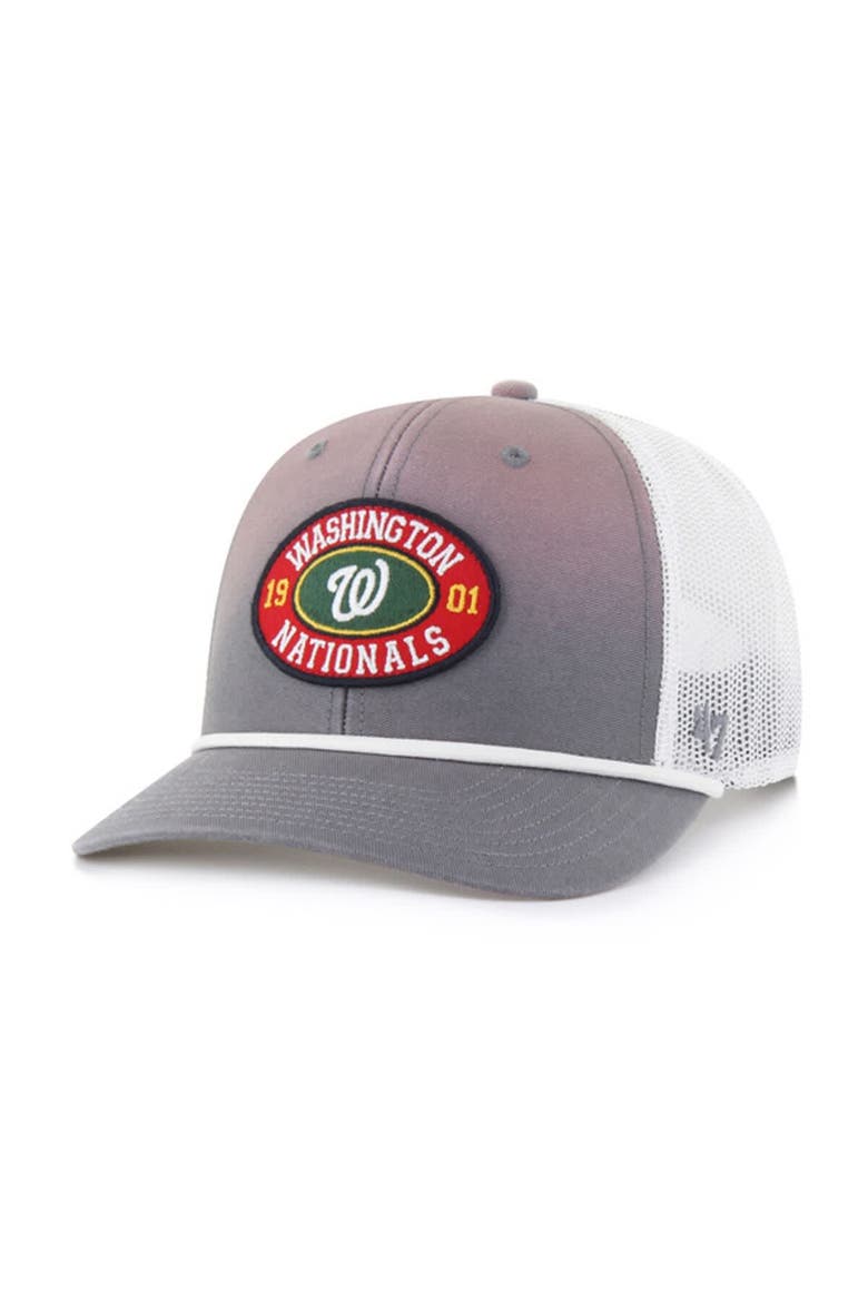 Men's '47 Gray/White Washington Nationals Tide Sweep Rope Trucker Adjustable Hat, Main, color, Gray