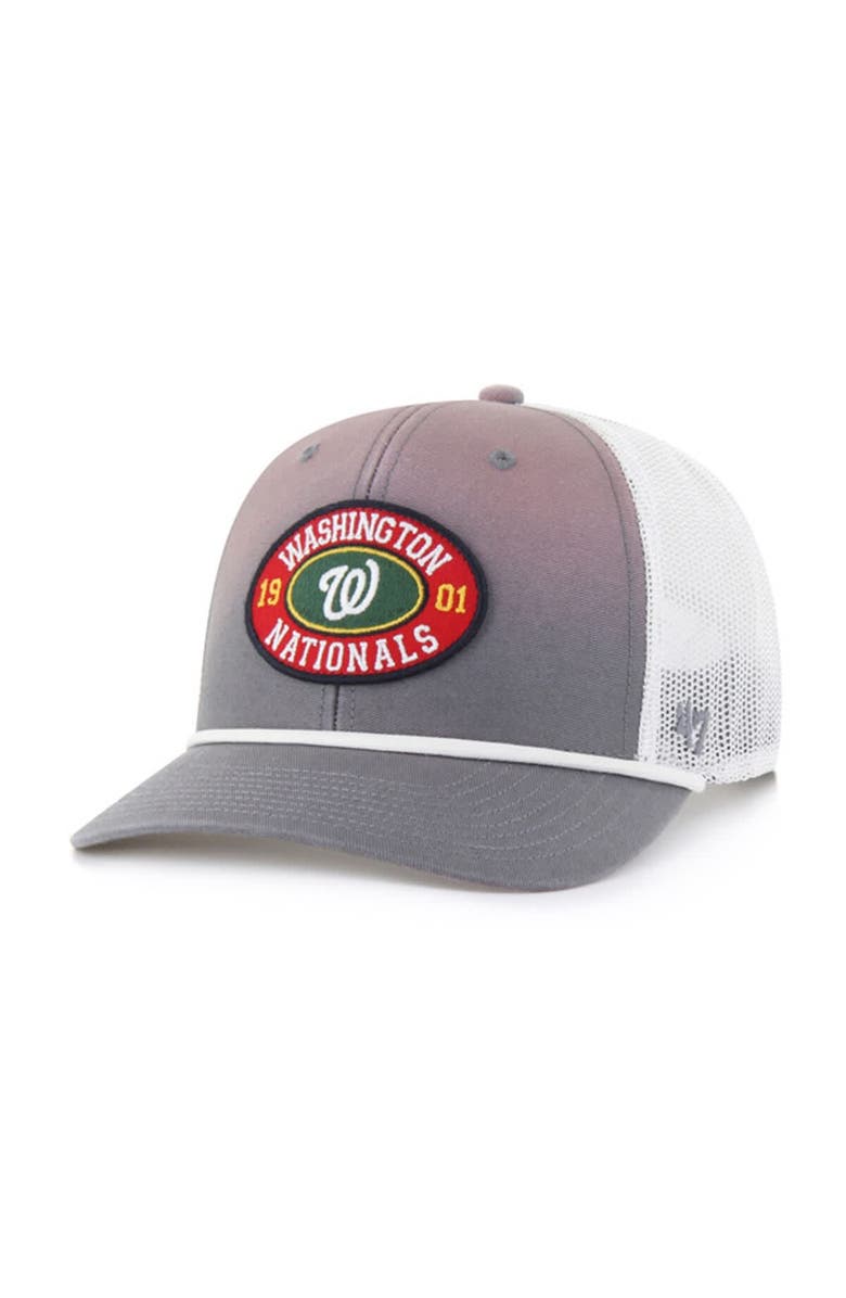 '47 Men's '47 Gray/White Washington Nationals Tide Sweep Rope Trucker Adjustable Hat, Main, color, Gray