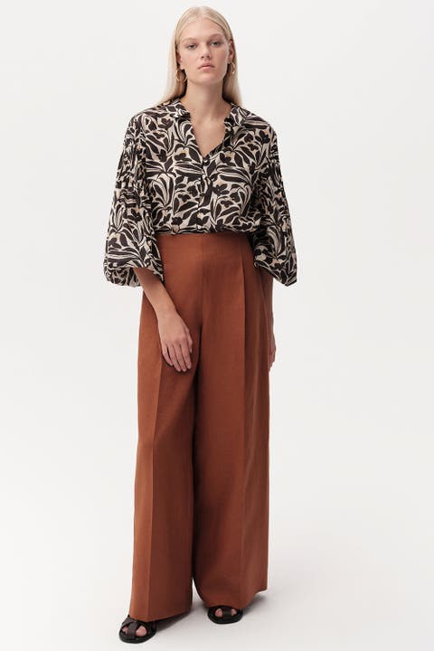 Clarette Wide Leg Linen Trousers