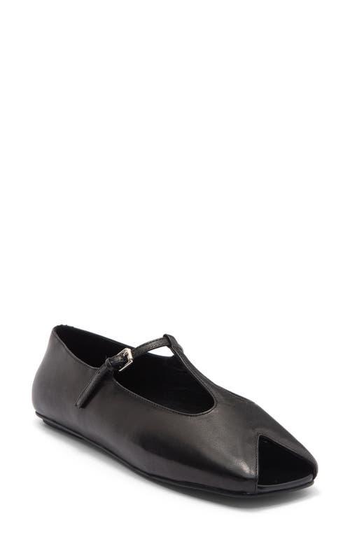 Jeffrey Campbell Keeneland T-strap Peep Toe Flat In Black