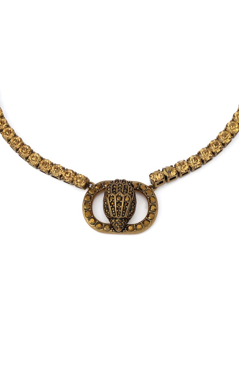 Kurt Geiger London Chelsea Eagle Head Tennis Necklace, Alternate, color, Brass