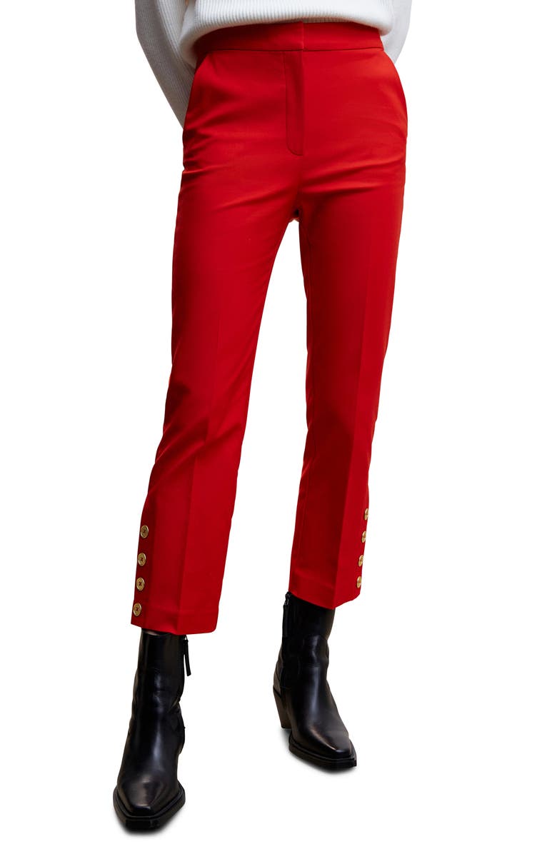 MANGO Button Hem Straight Leg Crop Pants, Main, color, 