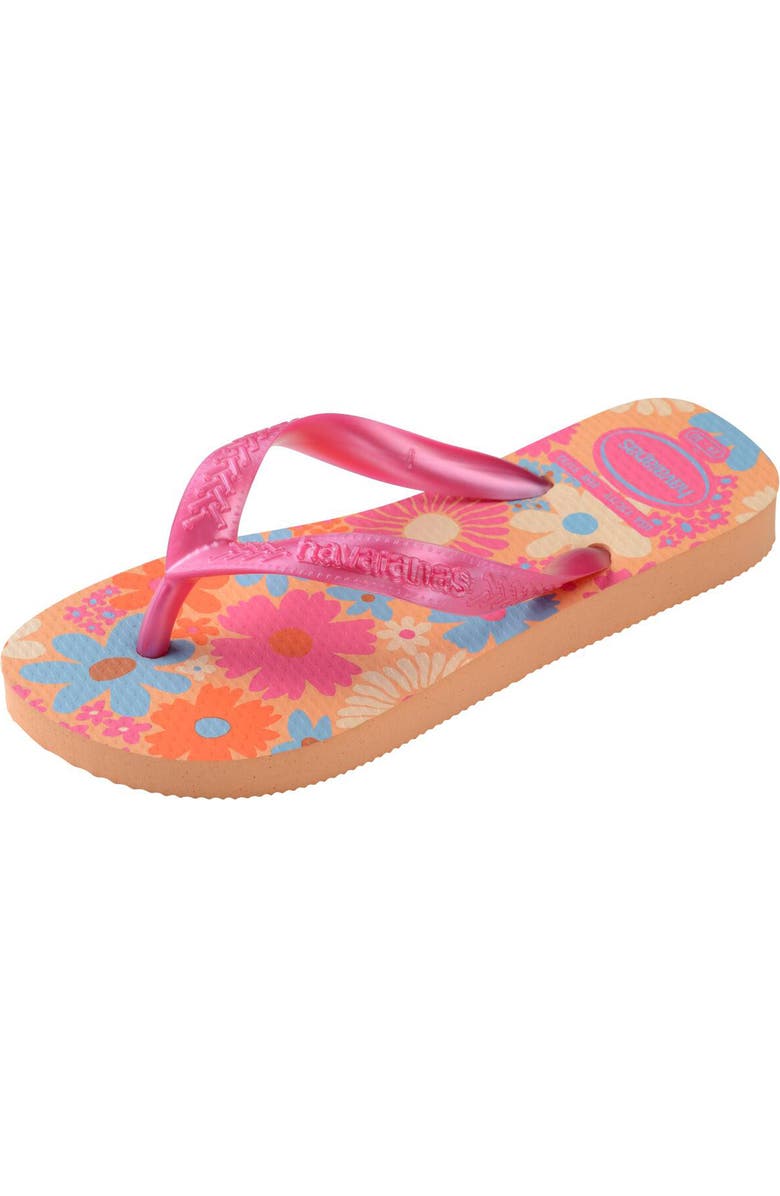 Havaianas Kids' Flores Flip Flop, Alternate, color, Peach
