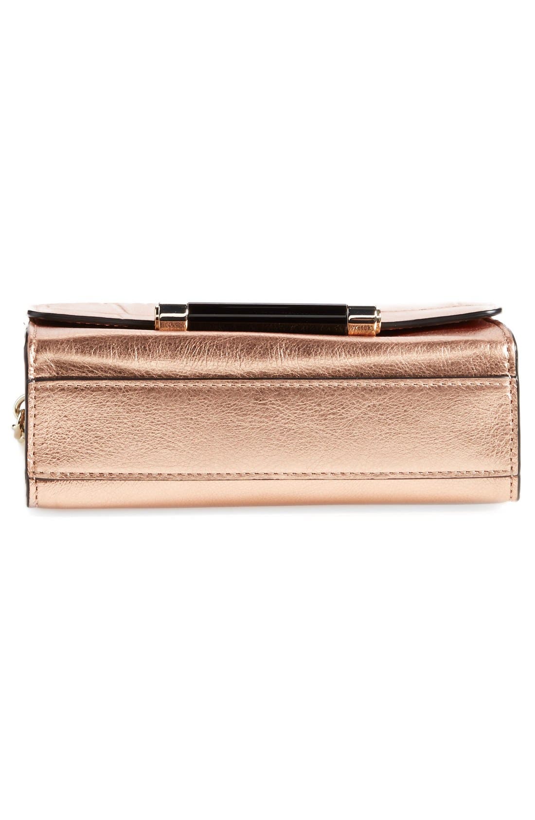 'Micro Mini 440' Croc Embossed Metallic Leather Crossbody Bag, Alternate, color, ROSE GOLD
