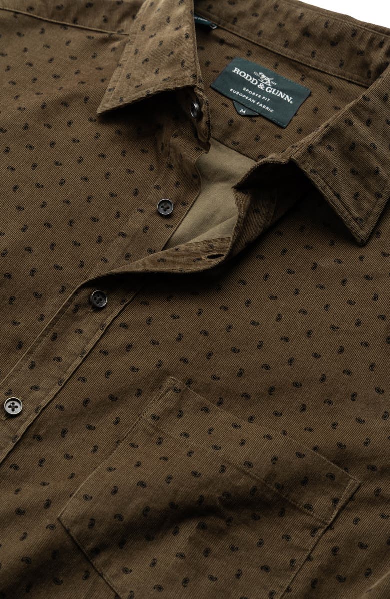 Rodd & Gunn Harrington Neat Paisley Cotton Corduroy Button-Up Shirt, Alternate, color, Moss