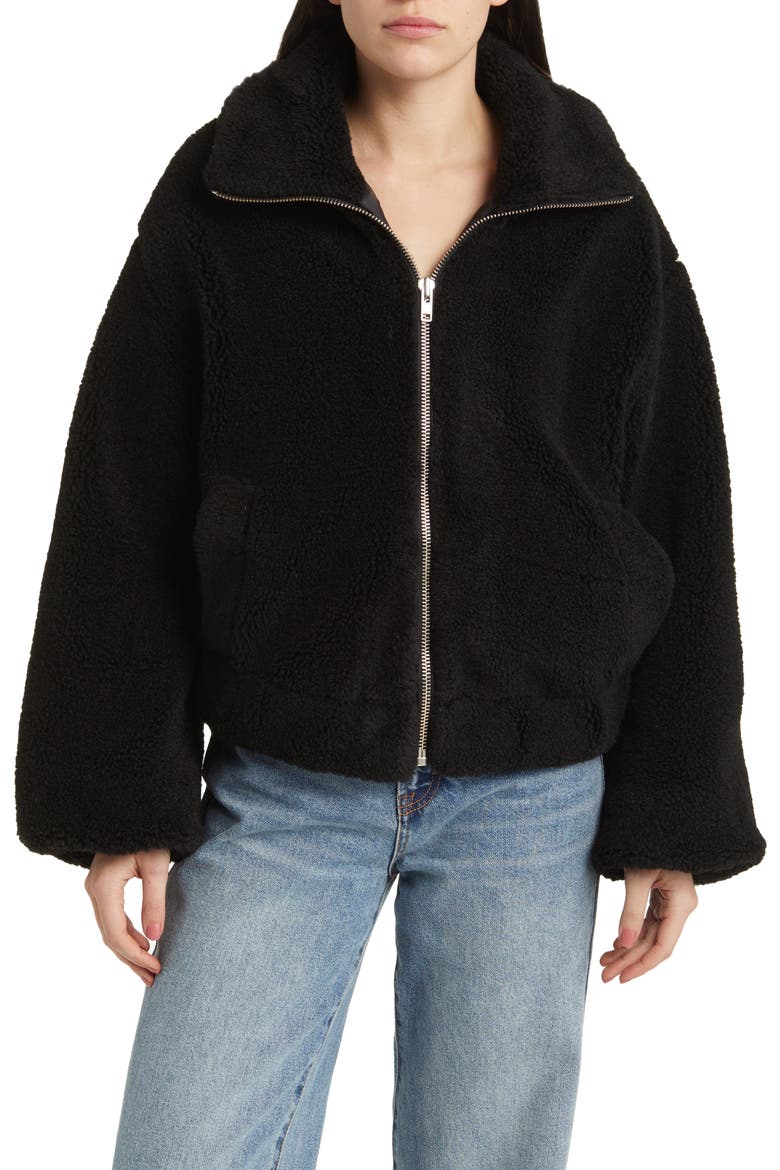 Get Cozy Faux Shearling Jacket, Alternate, color, BLACK