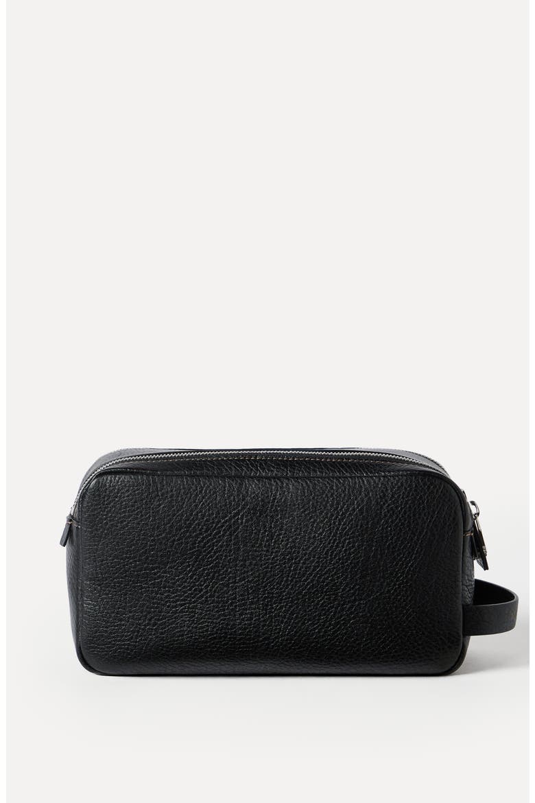 Grained calfskin beauty case with zipper, Alternate, color, Black
