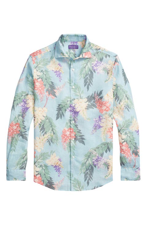 Palma Floral Linen Button-Up Shirt