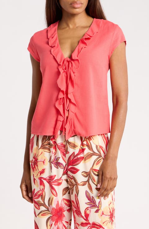Ruffle Tie Front Top