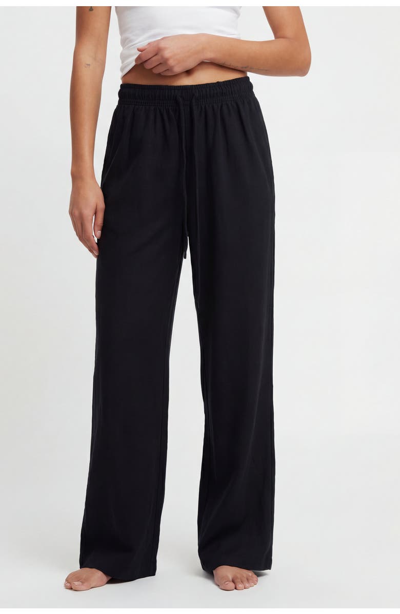 Solomon & Sage Cotton Wide Leg Drawstring Trousers, Alternate, color, Black