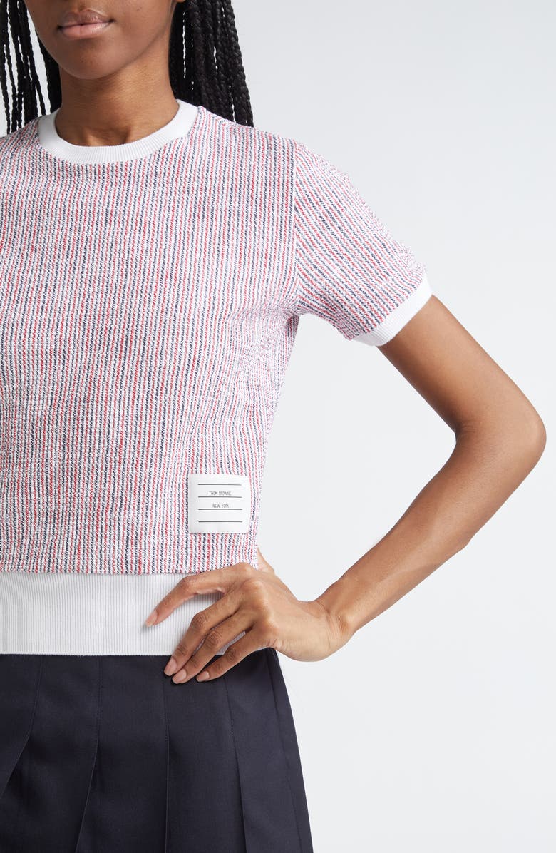 Thom Browne Stripe Tweed T-Shirt, Alternate, color, 