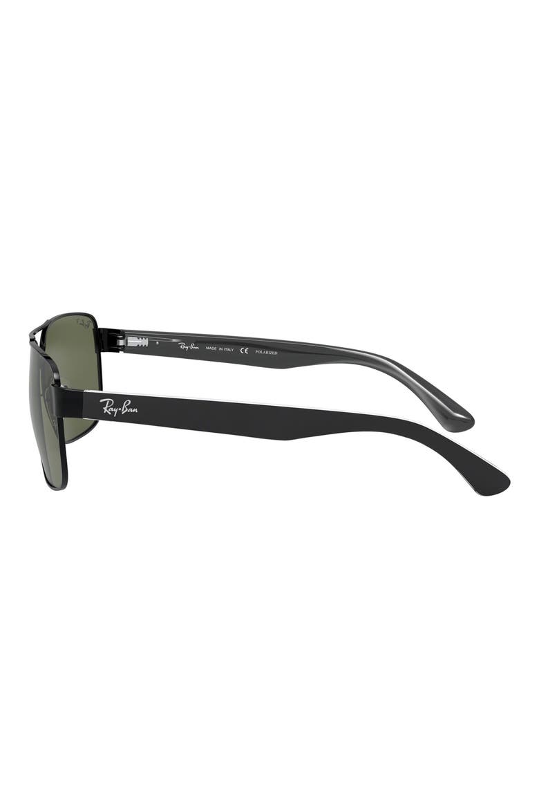 58mm Steel Aviator Polarized Sunglasses, Alternate, color, BLACK/ GREY/ GREEN