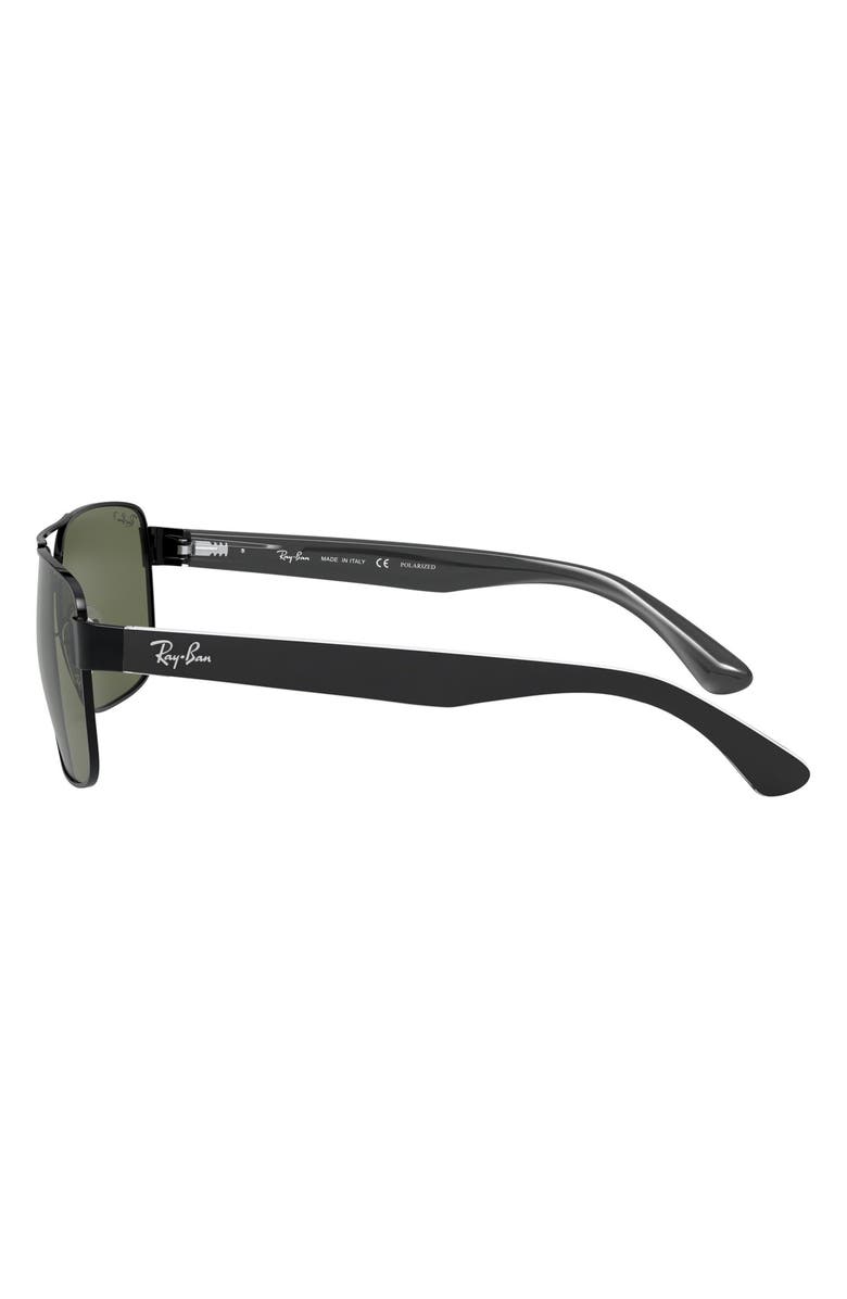 Ray-Ban 58mm Steel Aviator Polarized Sunglasses, Alternate, color, Black/ Grey/ Green