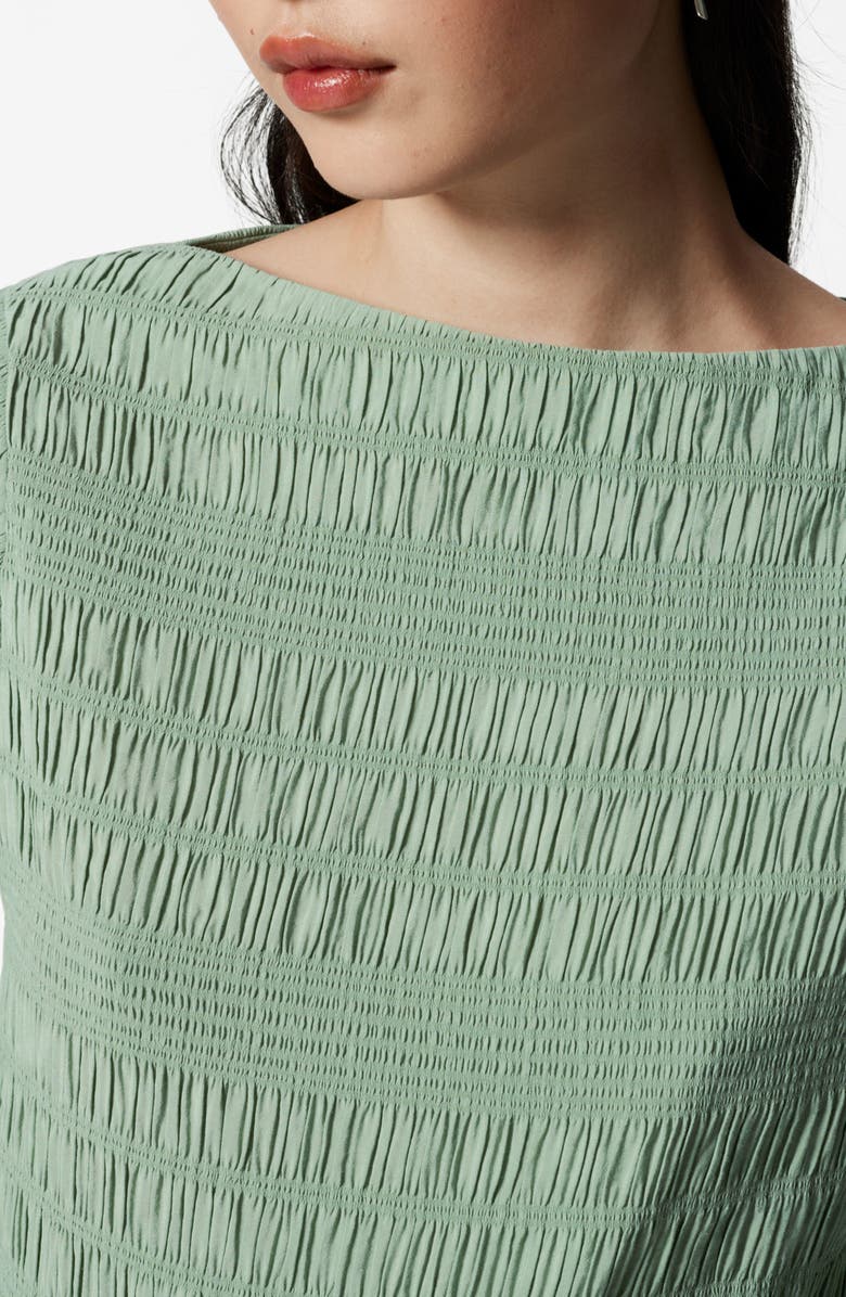 & Other Stories Shirred Bateau Neck Top, Alternate, color, Green Medium Dusty