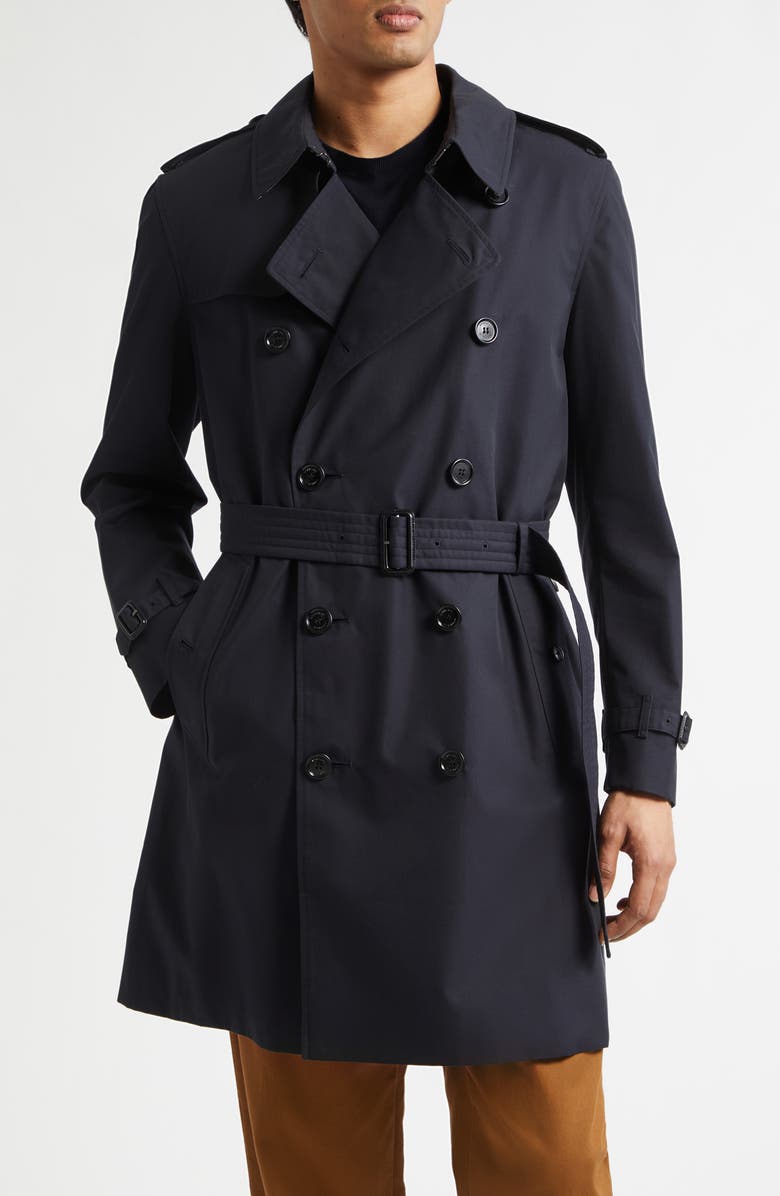 Burberry Kensington Heritage Cotton Trench Coat, Main, color, Midnight