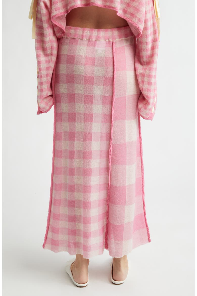 Mixed Scale Gingham Wool Maxi Skirt, Alternate, color, PINK