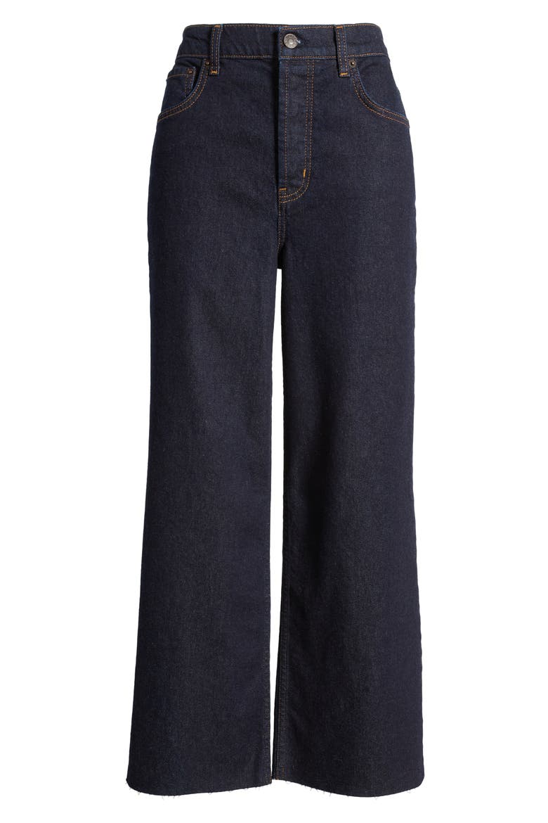 The Getty High Waist Raw Hem Crop Wide Leg Jeans, Alternate, color, MIDNIGHT BLUES RAW HEM