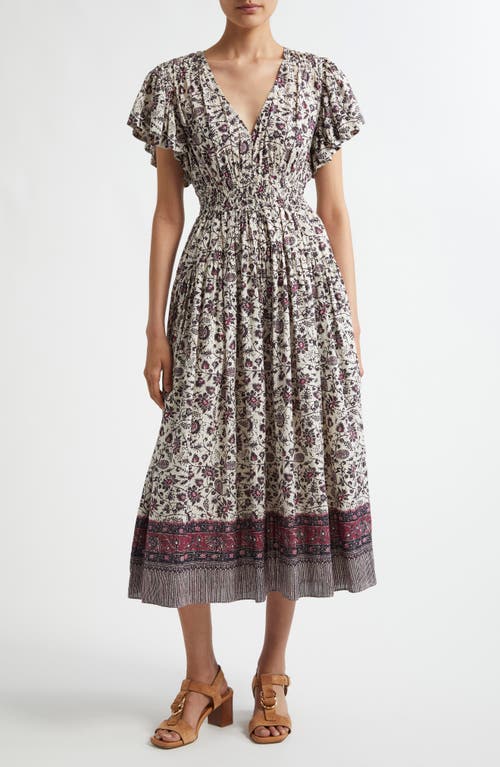 Ulla Johnson Lyria Floral Cotton Blend Midi Dress In Cosmos