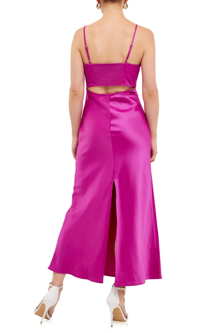 Cutout Back Satin Midi Dress, Alternate, color, ORCHID