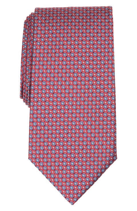 Geometric Grid Silk Blend Tie