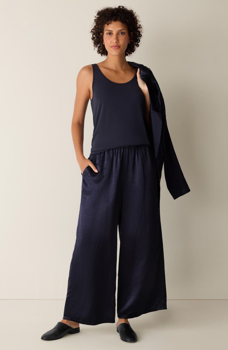 Eileen Fisher Slim Fit Scoop Neck Silk Tank, Alternate, color, Ink