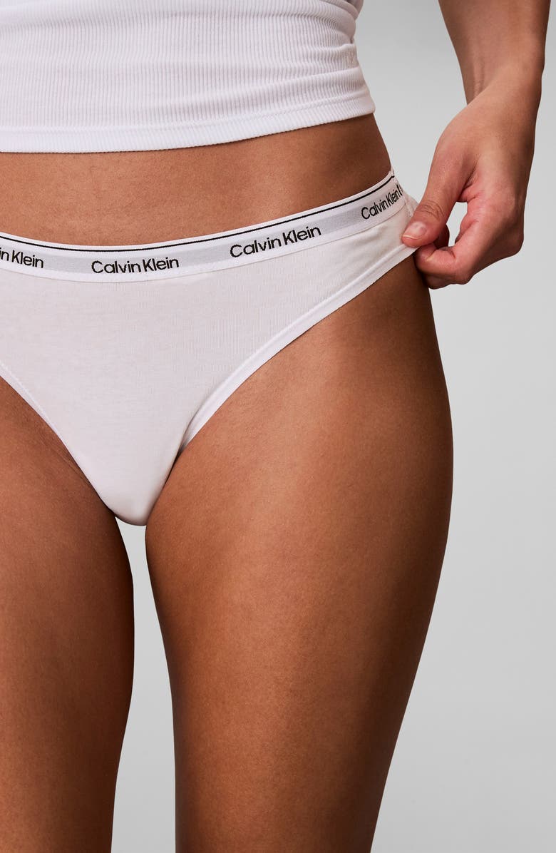 Calvin Klein Assorted 5-Pack Cotton Blend Thongs, Alternate, color, Shoreline/Blue/ White/Gh/Blu