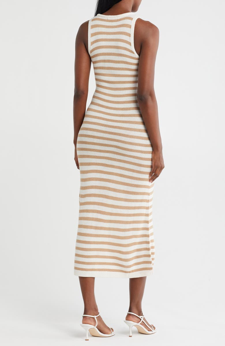 ZOE AND CLAIRE Stripe Sleeveless Knit Midi Dress, Alternate, color, Khaki