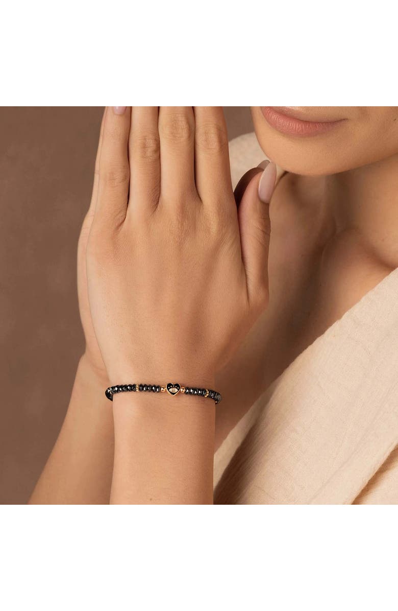 Karma and Luck Heartfelt Gaze - Evil Eye Heart Hematite Bracelet, Alternate, color, Grey/Black/Gold