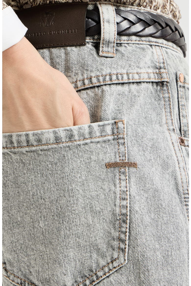 Authentic denim straight trousers with shiny bartack, Alternate, color, Light Grey