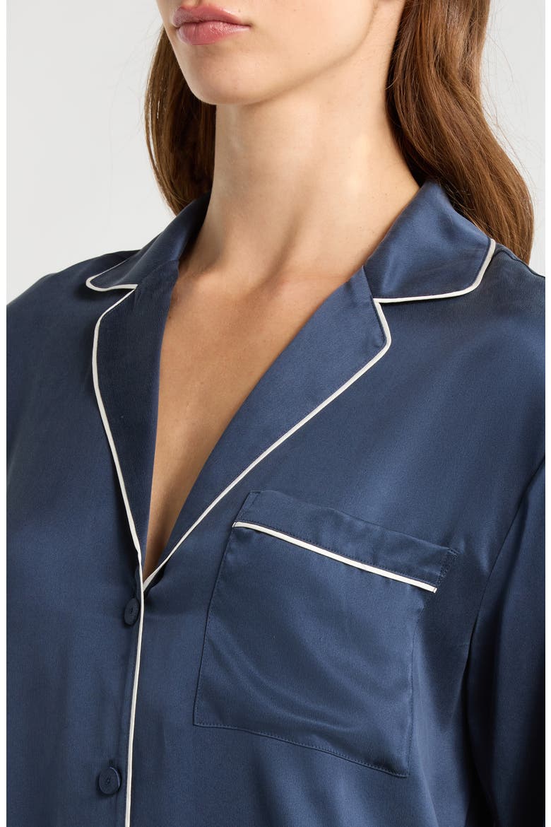 Washable Silk Sleepshirt, Alternate, color, DEEP BLUE/TRANQUIL WHITE