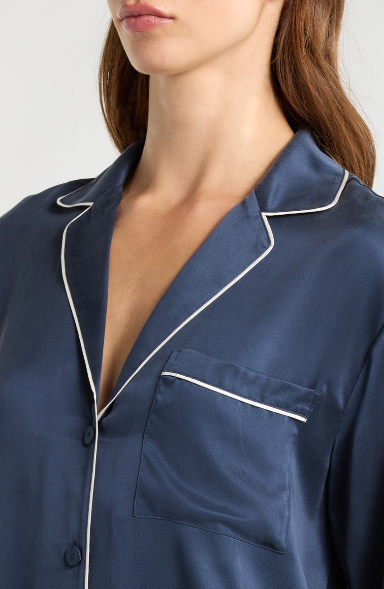 Lunya Washable Silk Sleepshirt, Alternate, color, Deep Blue/ Tranquil White
