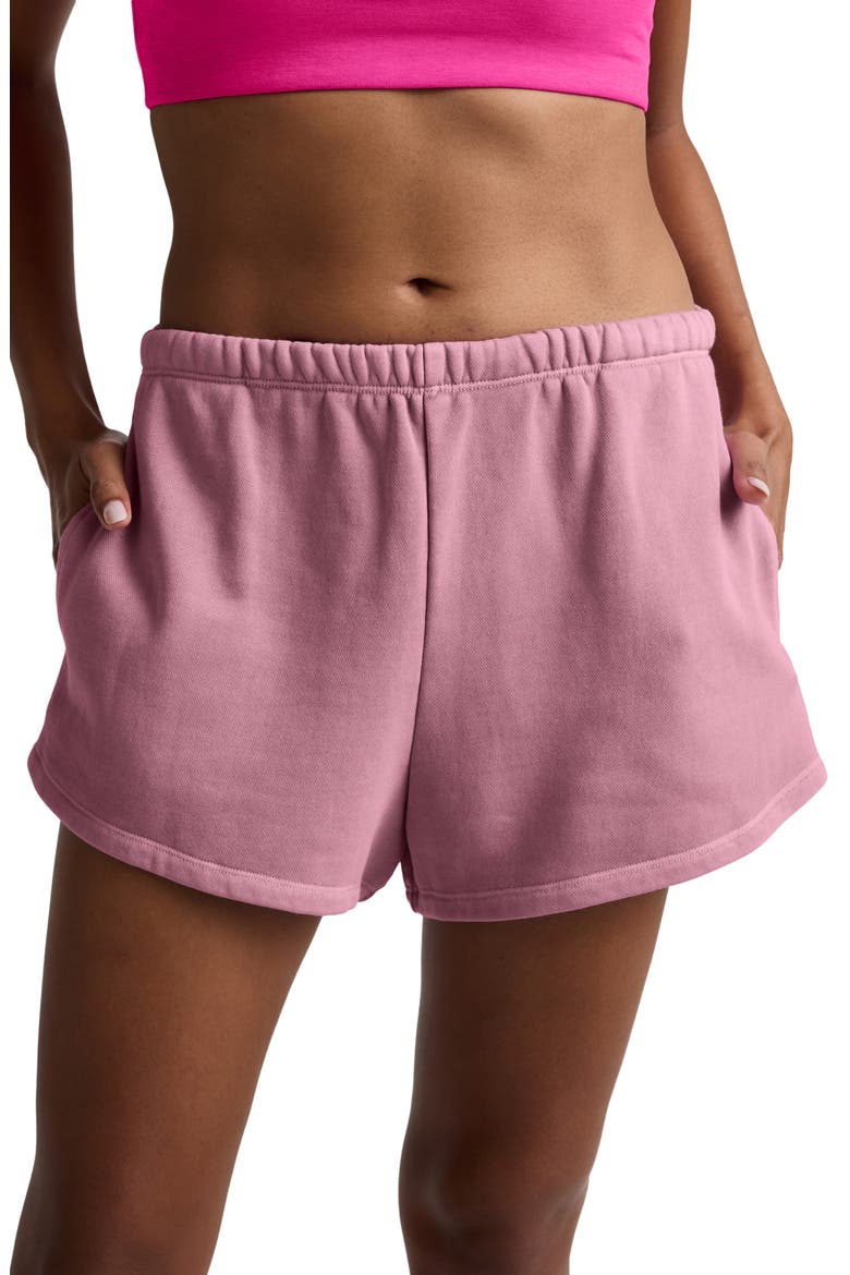 Fade Out Sweat Shorts, Alternate, color, WASHED RICH RASPBERRY