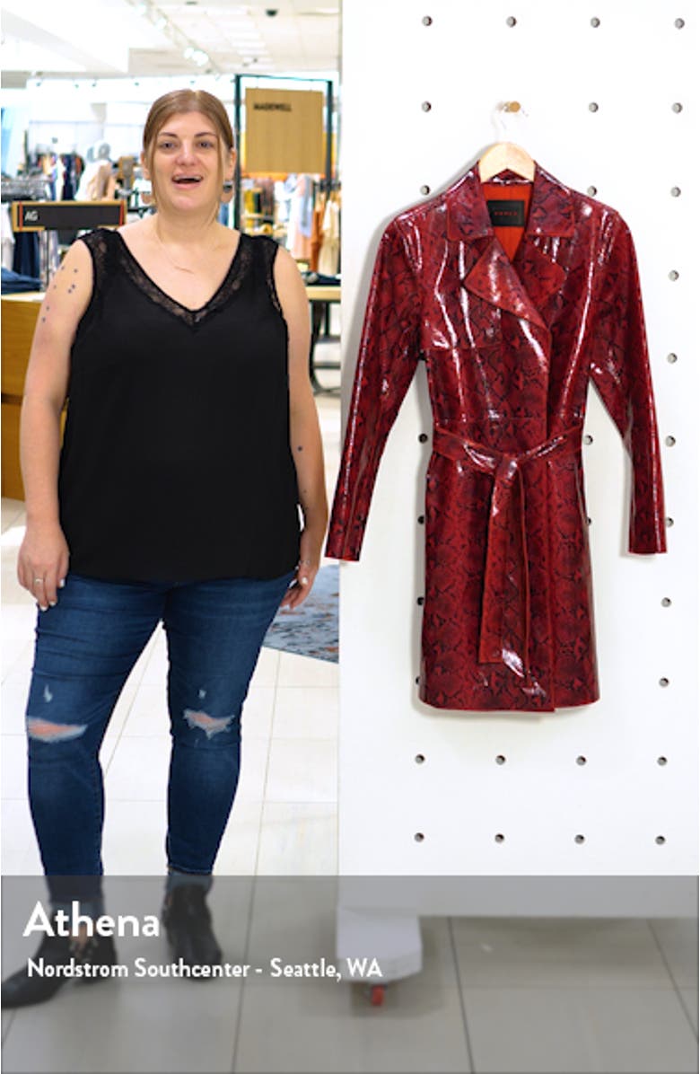 Snakeskin Faux Leather Trench Coat, sales video thumbnail