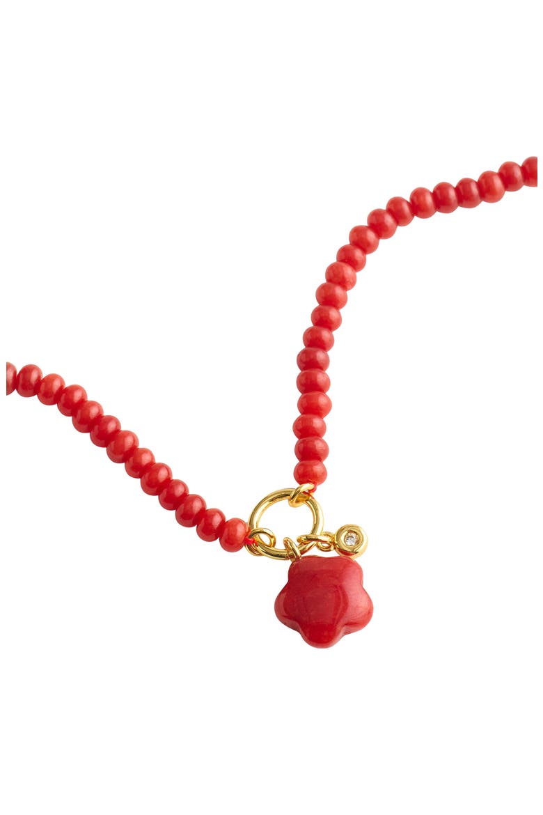 Puffy Flower Beaded Charm Necklace, Alternate, color, POMEGRANATE SEED