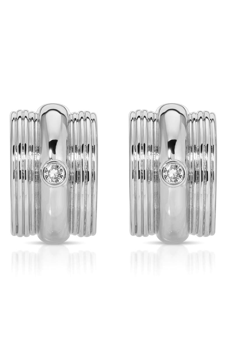 Ettika Textured Statement Hoop Earrings, Alternate, color, Silver