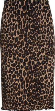 Reformation Nicola Leopard Print Jacquard Wool Skirt