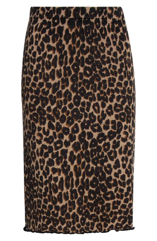 Reformation Nicola Leopard Print Jacquard Wool Skirt In Burgundy